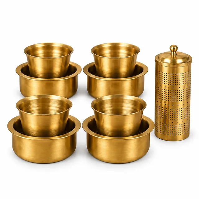 Pure Brass Coffee Dabra Set – With Filter — handcrafted brass