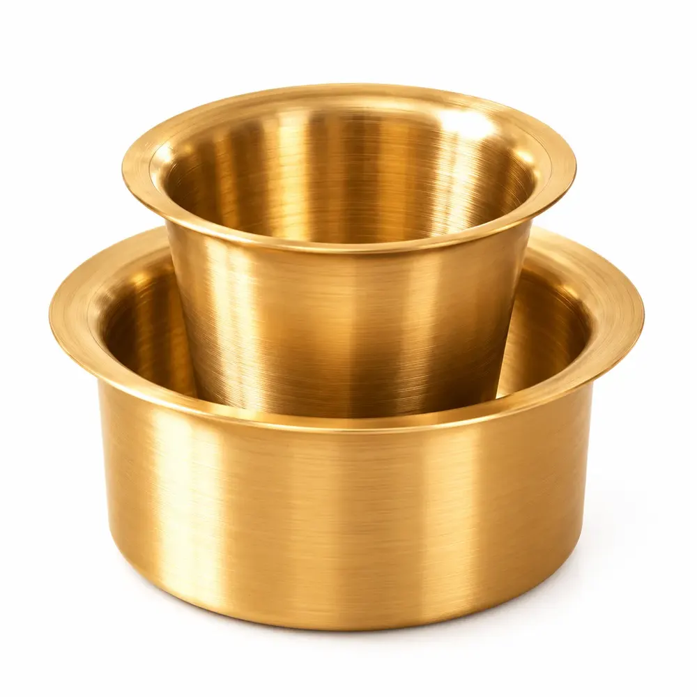 Pure Brass Coffee Dabra – Filter Coffee Tumbler with Saucer — view 1