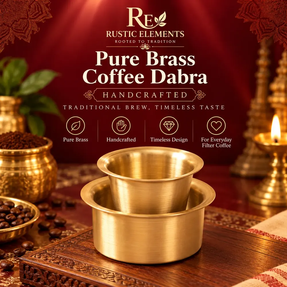 Pure Brass Coffee Dabra – Filter Coffee Tumbler with Saucer — view 2