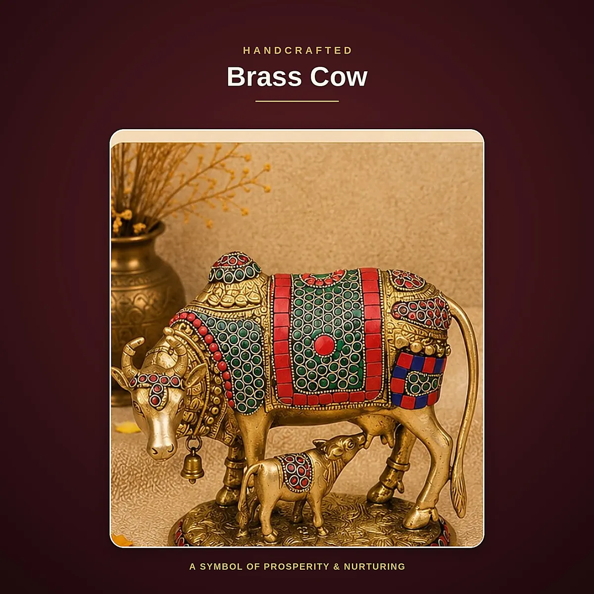 Brass Cow Statue – Cow & Calf · Small / Medium — view 3