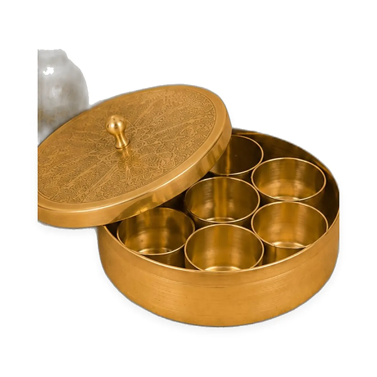 Pure Brass Masala Box Gift Set – 8 Inch — view 1