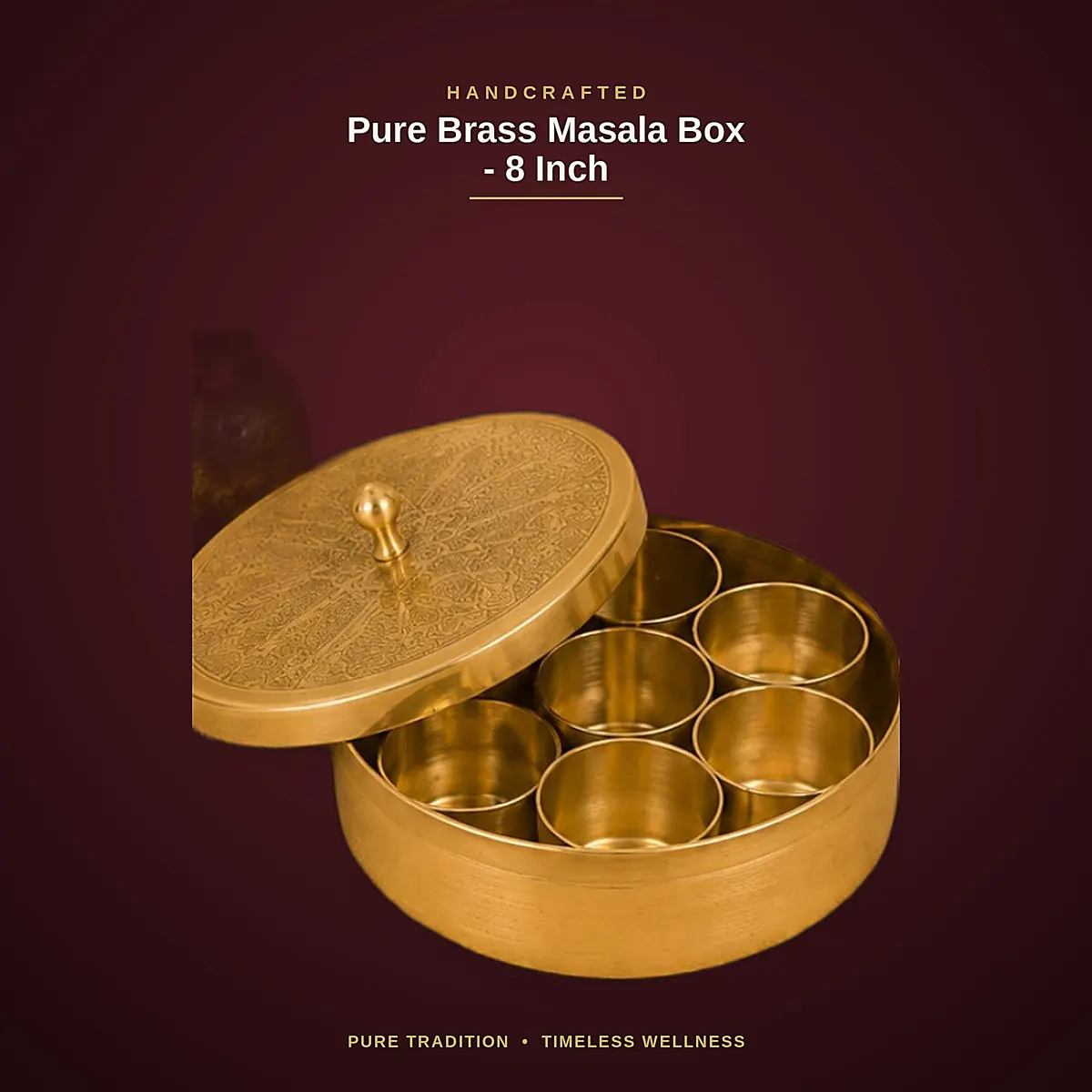 Pure Brass Masala Box Gift Set – 8 Inch — view 3