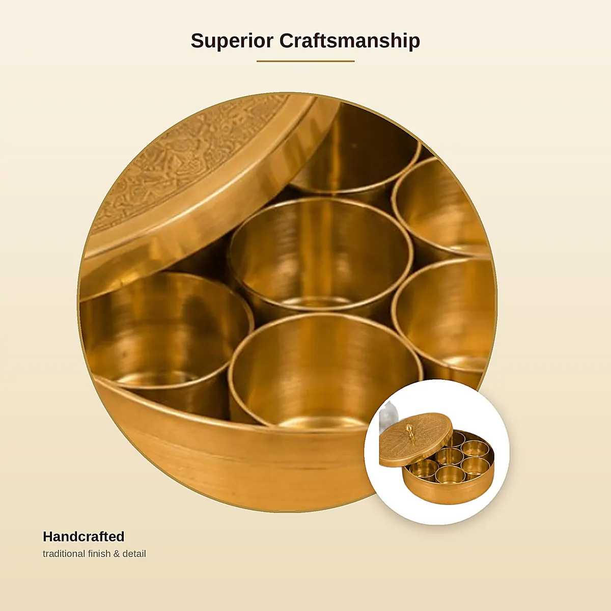 Pure Brass Masala Box Gift Set – 8 Inch — view 5