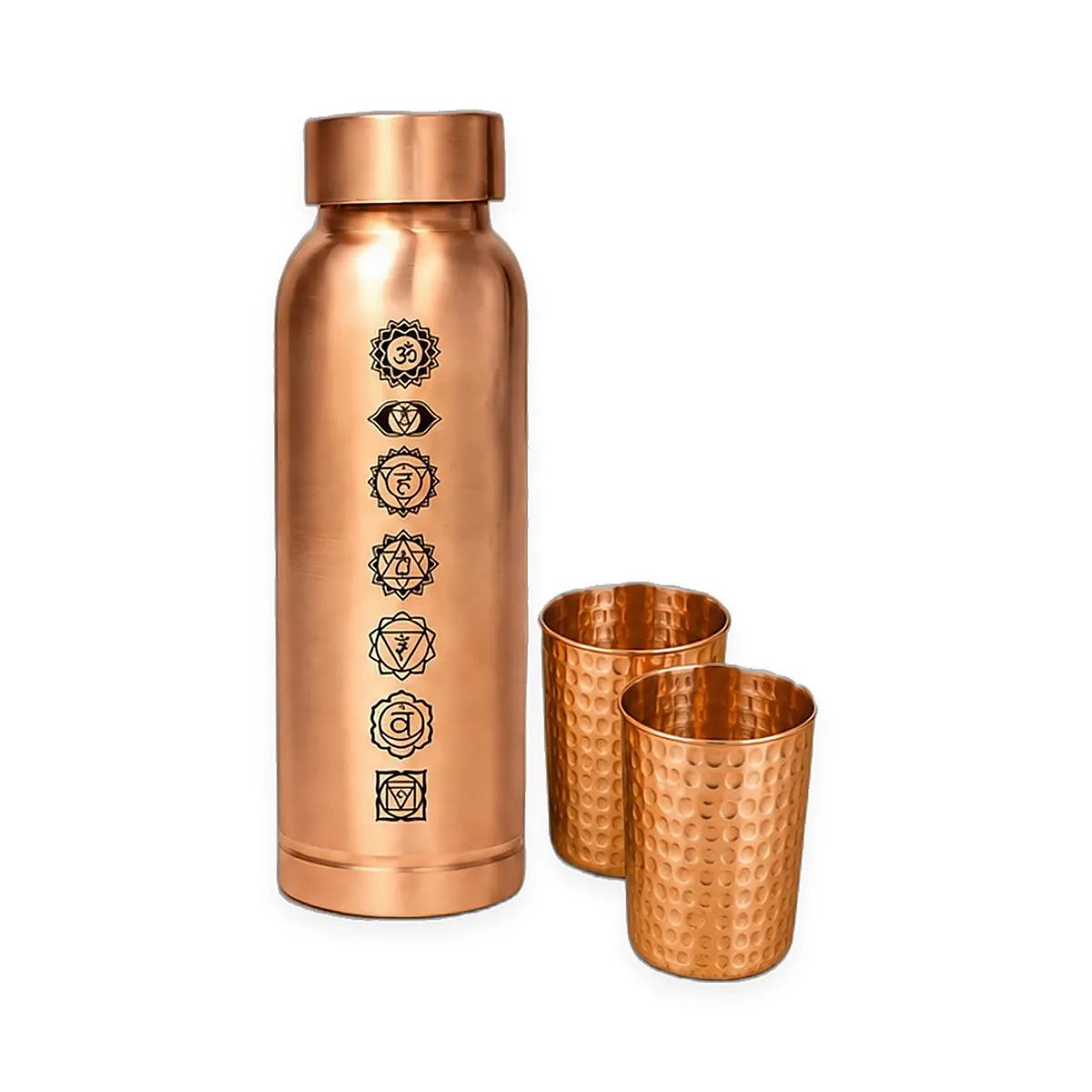 Copper Bottle with 2 Glasses – Chakra — view 1