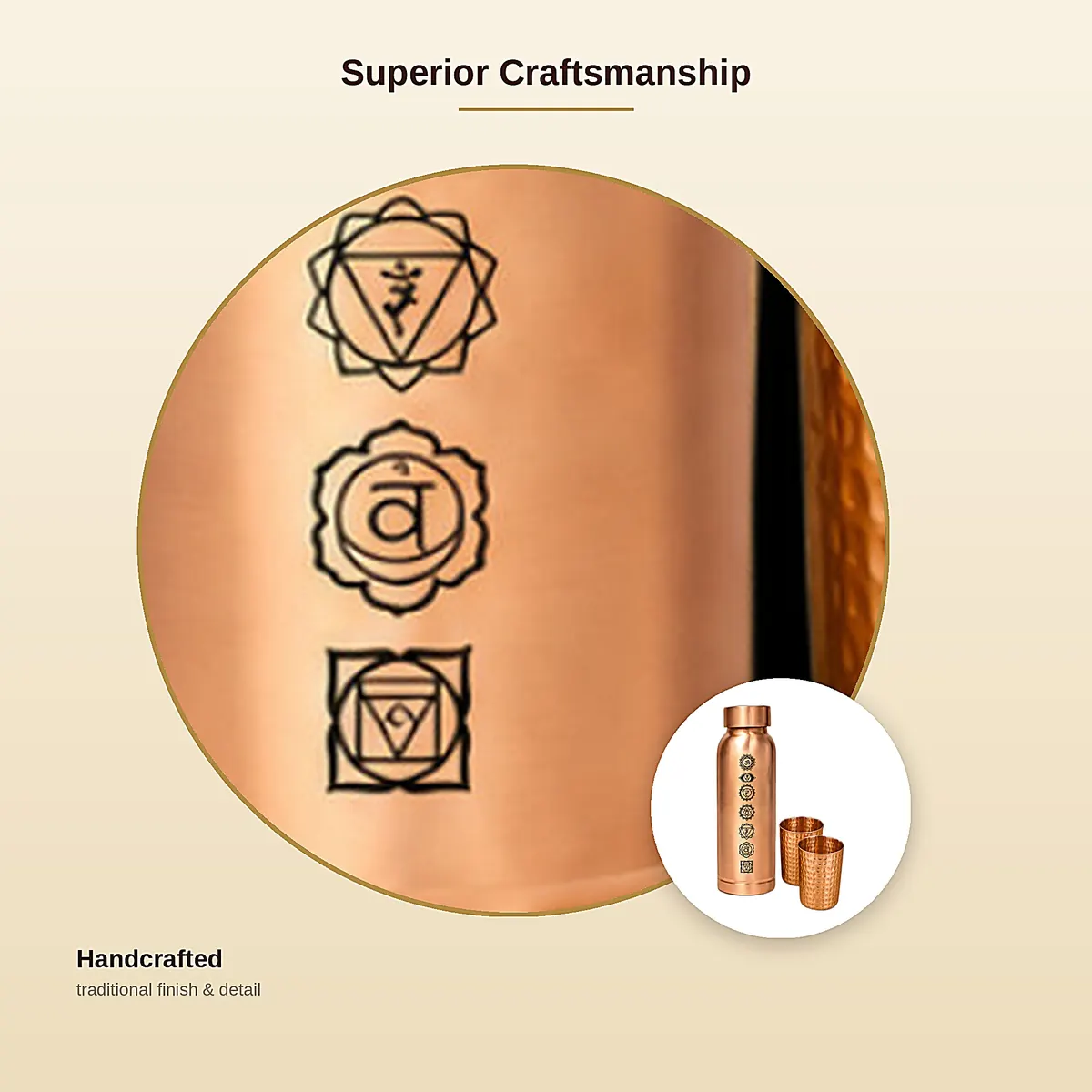 Copper Bottle with 2 Glasses – Chakra — view 4