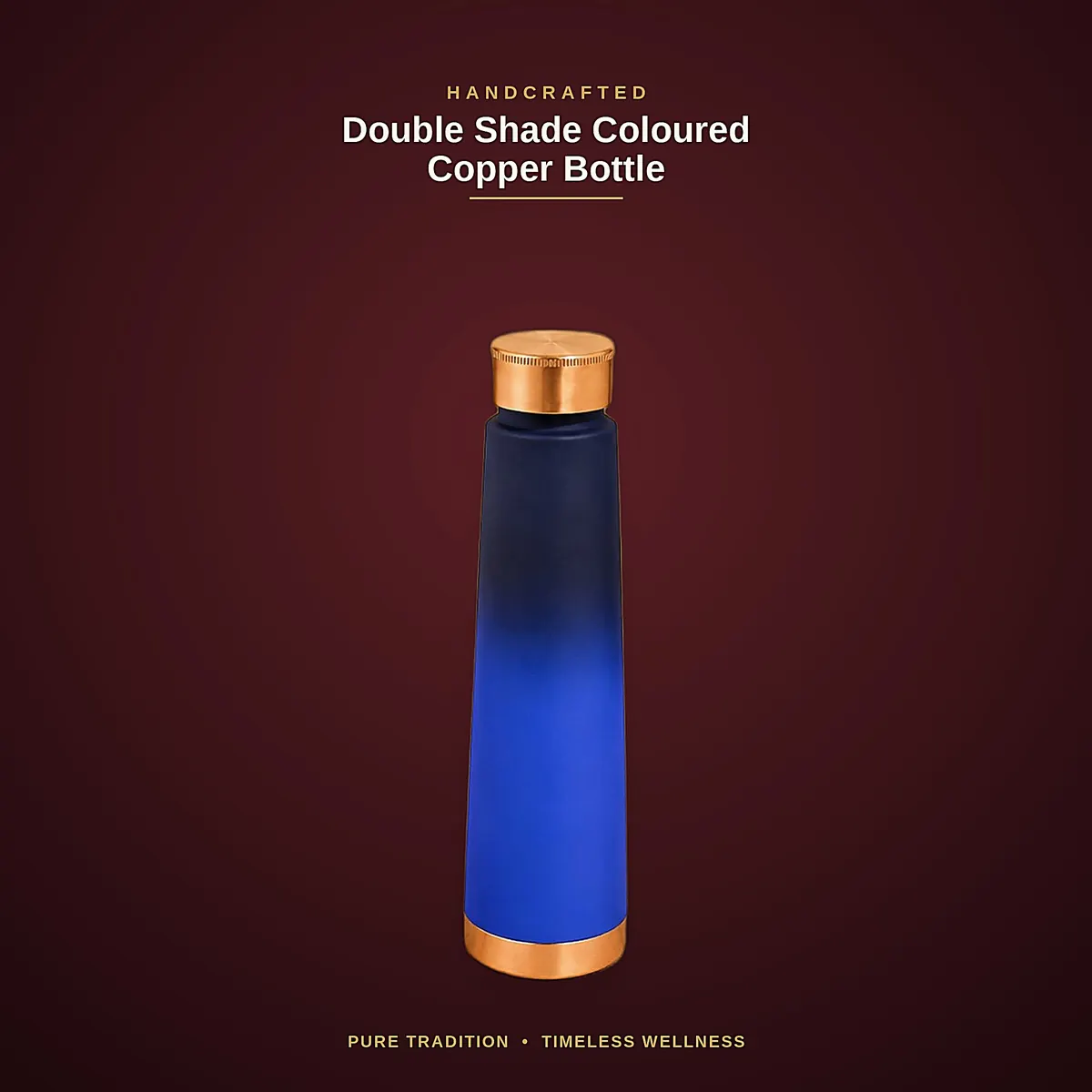 Double Shade Coloured Copper Bottle – Blue — view 2