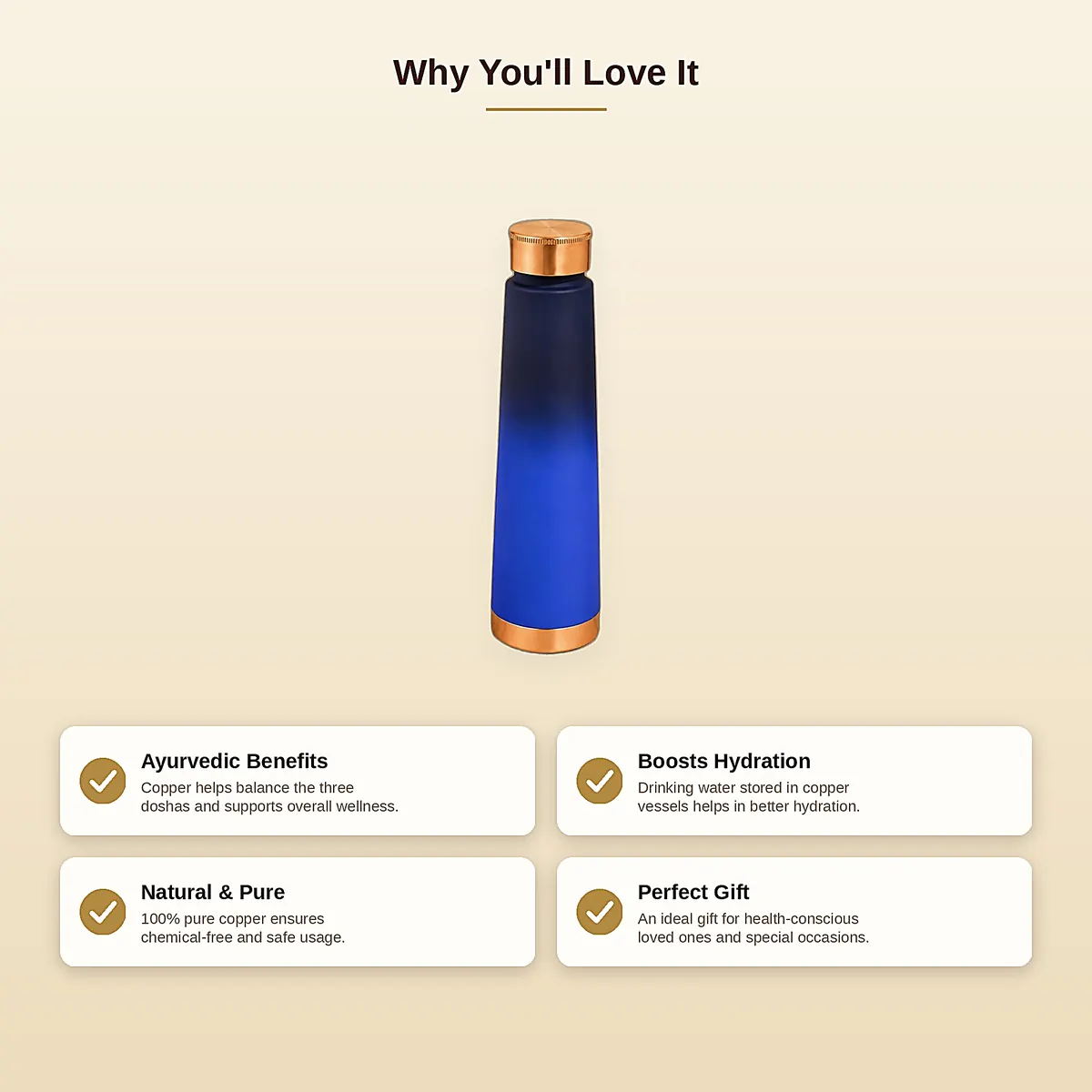 Double Shade Coloured Copper Bottle – Blue — view 3