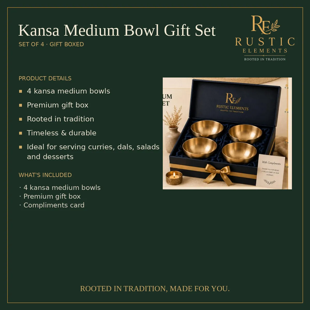 Kansa Medium Bowl Gift Set – Set of 4 · Gift Boxed — view 5