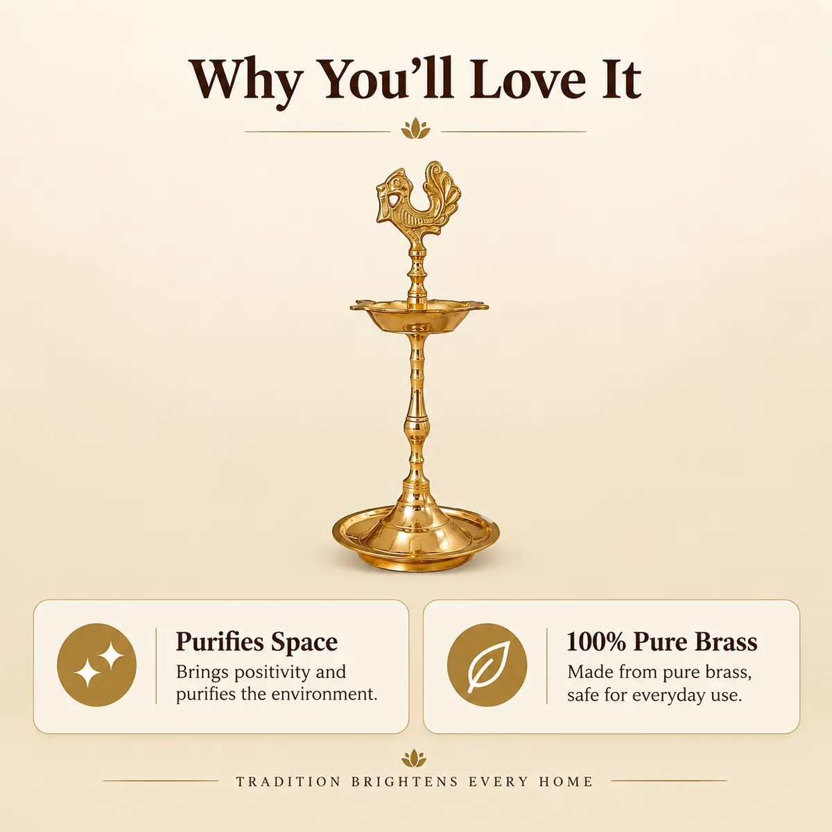 Pital Diya Stand – 8 Inch — view 3