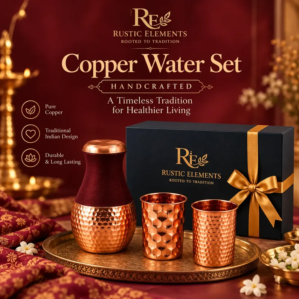 Pure Copper Jar Gift Set – Rajwadi Jar with 2 Glasses · Gift Box — view 2