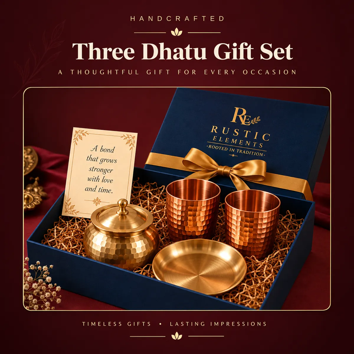 Three Dhatu Gift Set – Brass · Copper · Kansa — view 3